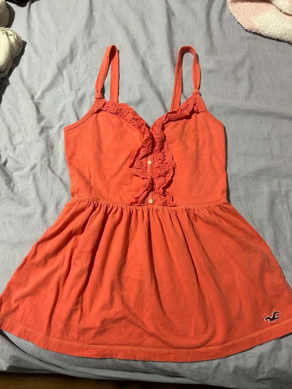 Hollister Orange Lace Trim baby doll top